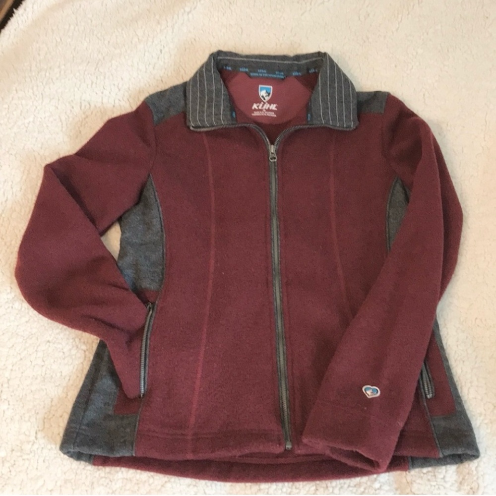 Kuhl fleece jacket. Burgundy & gray.